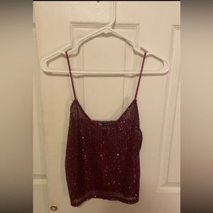 Zara purple magenta sequin top